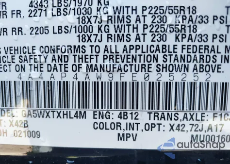 2015 Mitsubishi Outlander Sport Gt из США, поврежденный, VIN 4A4AP4AW9FE025252